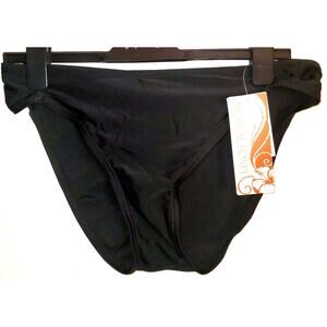 Tropical Honey Womens Solid Black Bikini Bottoms Size 14 NEW